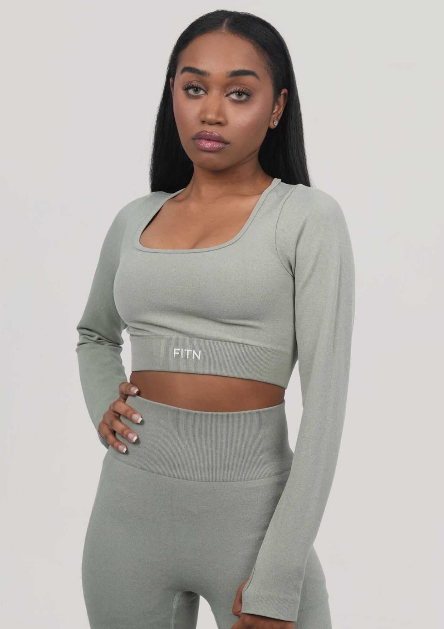 Pastel green long sleeve bra