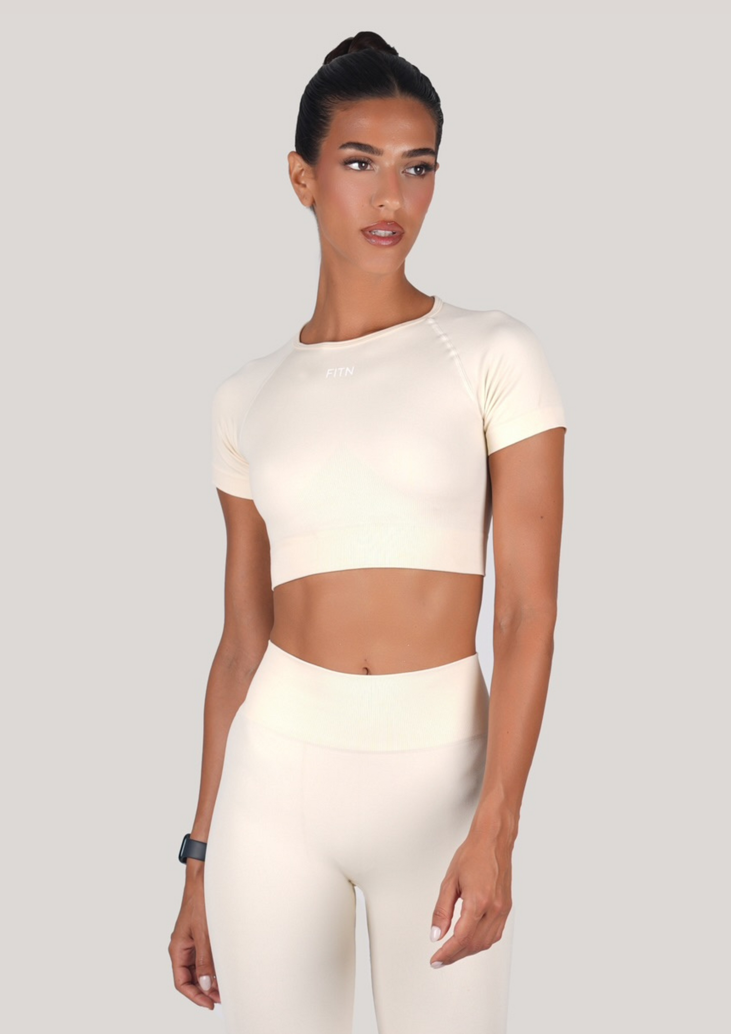 Cream yellow SS open back cropped top