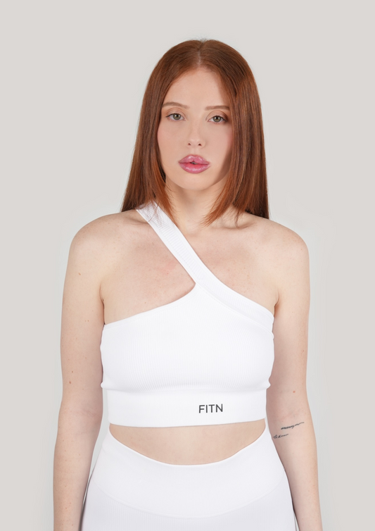 White ribbed cut out bra